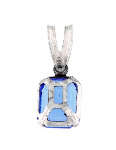 Ciondolo Argento Rodiato Zircone Blu Rettangolare [e7761460]