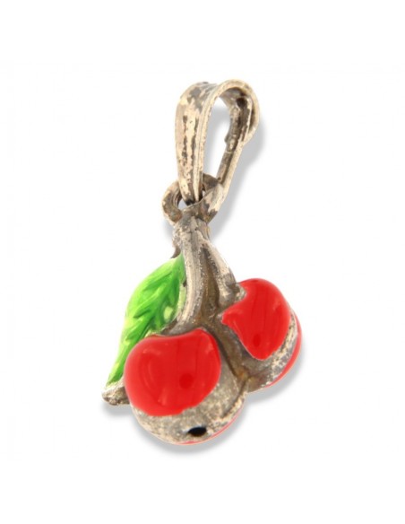 Ciondolo Argento Rodiato Ciliegie Smaltate Rosse [0c276305]