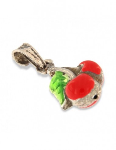 Ciondolo Argento Rodiato Ciliegie Smaltate Rosse [871a7edb]