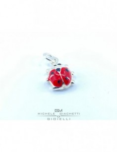 CIONDOLO ARGENTO RODIATO COCCINELLA SMALTATA ROSSA [674ca612]