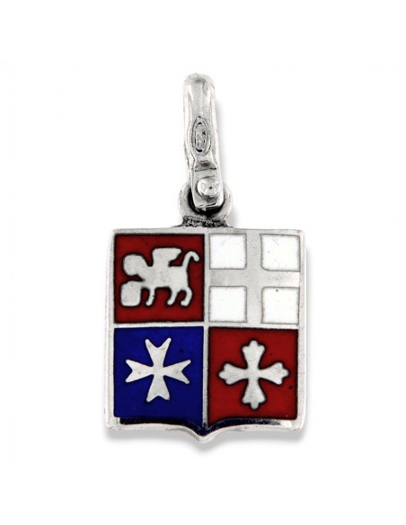 Ciondolo Argento Rodiato Scudo Bandiere Smaltate [1d8574e4]