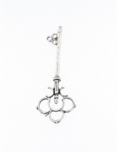CIONDOLO ARGENTO RODIATO CHIAVE GRANDE BRUNITA  80 [afc8f2fe]