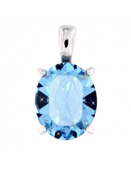 CIONDOLO ARGENTO RODIATO PENDENTE ZIRCONE  CELESTE [514dc4ee]