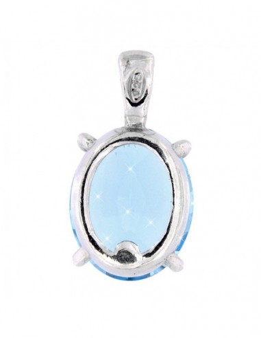 CIONDOLO ARGENTO RODIATO PENDENTE ZIRCONE  CELESTE [ff828145]