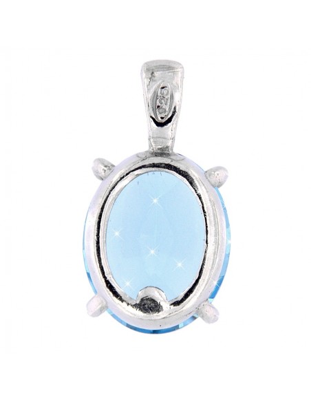 CIONDOLO ARGENTO RODIATO PENDENTE ZIRCONE  CELESTE [ff828145]