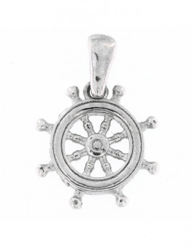 Ciondolo Argento Rodiato Timone Nave [e3b74f9a]