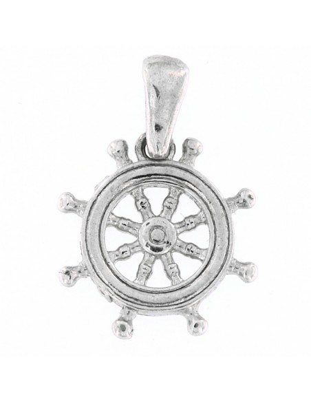 Ciondolo Argento Rodiato Timone Nave [e3b74f9a]