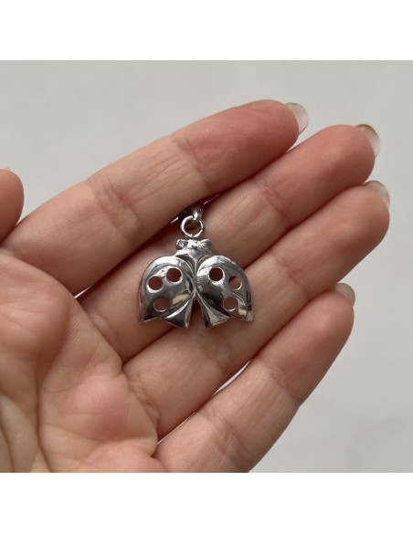 Ciondolo Argento Rodiato Coccinella Ali Aperte [6a422698]