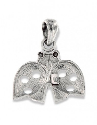 Ciondolo Argento Rodiato Coccinella Ali Aperte [d80fa082]