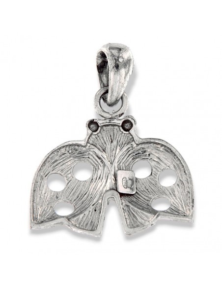 Ciondolo Argento Rodiato Coccinella Ali Aperte [d80fa082]