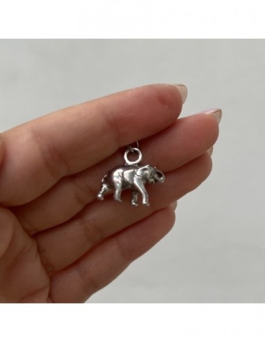 Ciondolo Argento Rodiato Elefante 3D [0359f144]