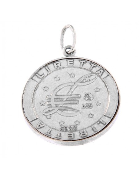 CIONDOLO ARGENTO RODIATO PIASTRA TONDA LIRA [856517c6]
