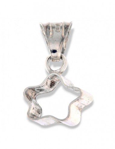 Ciondolo Argento Rodiato Stella Alta 3d Forata [eb5e95cf]