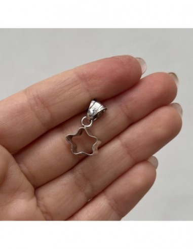 Ciondolo Argento Rodiato Stella Alta 3d Forata [02de16dc]