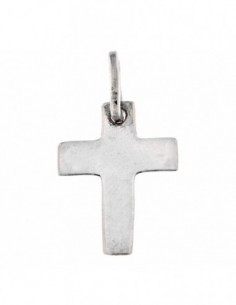 CIONDOLO ARGENTO RODIATO CROCE SEMPLICE PIATTA LIS [32cfcb03]