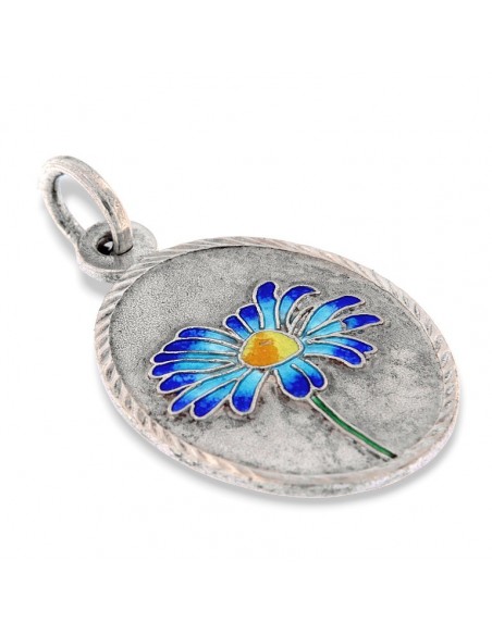 Ciondolo Argento Rodiato PiastraTonda Fiore [99470002]