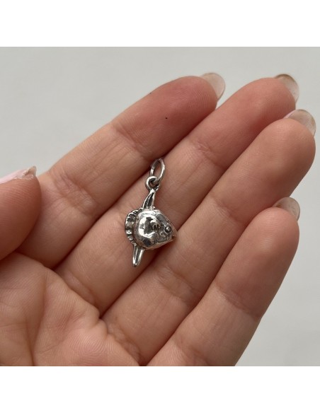 Ciondolo Argento Rodiato Pesce Palla Luna [b5447b00]
