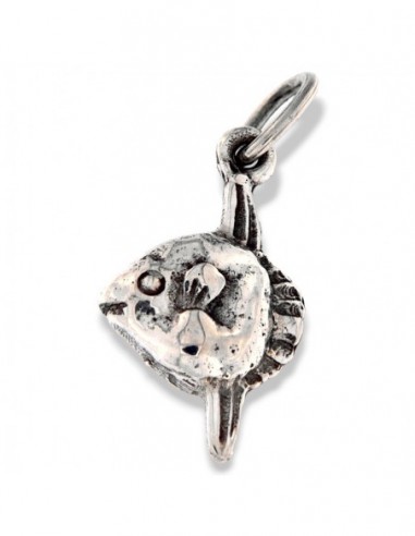Ciondolo Argento Rodiato Pesce Palla Luna [0709fd1a]