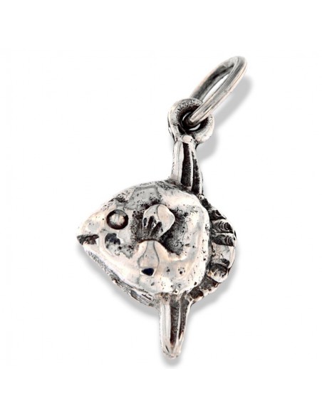 Ciondolo Argento Rodiato Pesce Palla Luna [0709fd1a]