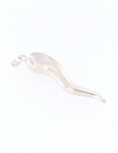 CIONDOLO ARGENTO RODIATO CORNO LISCIO GRANDE [acbaec7b]