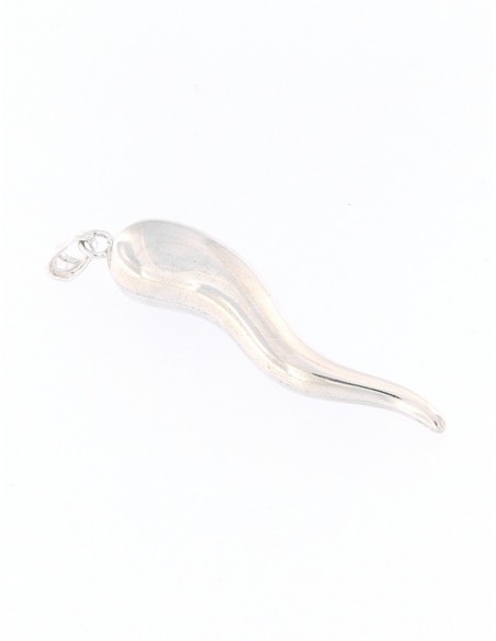 CIONDOLO ARGENTO RODIATO CORNO LISCIO GRANDE [acbaec7b]