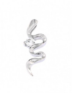 CIONDOLO ARGENTO RODIATO SERPENTE CON ZIRCONE [663cf870]