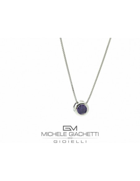 Ciondolo Argento Rodiato Punto Luce Zircone Viola [bf1abb7d]