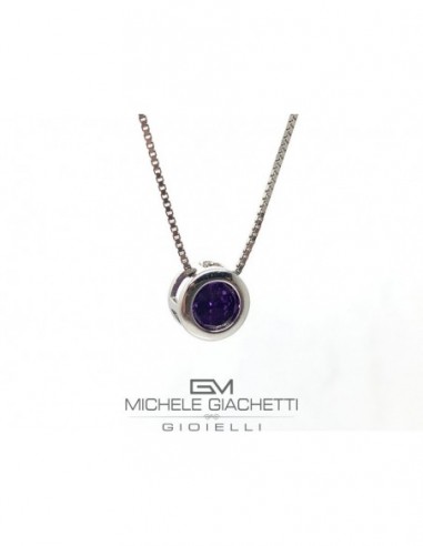 Ciondolo Argento Rodiato Punto Luce Zircone Viola [93052023]