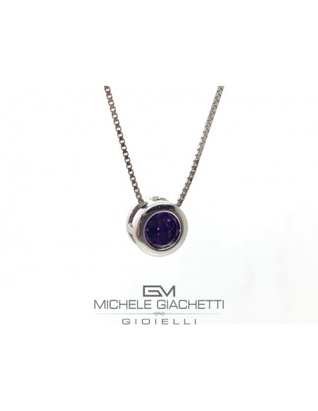 Ciondolo Argento Rodiato Punto Luce Zircone Viola [93052023]