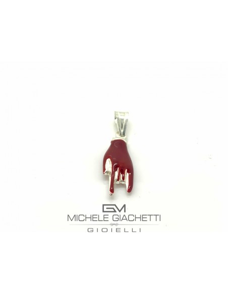 Ciondolo Argento Rodiato Corna Smaltate Rosse [950ee1f3]