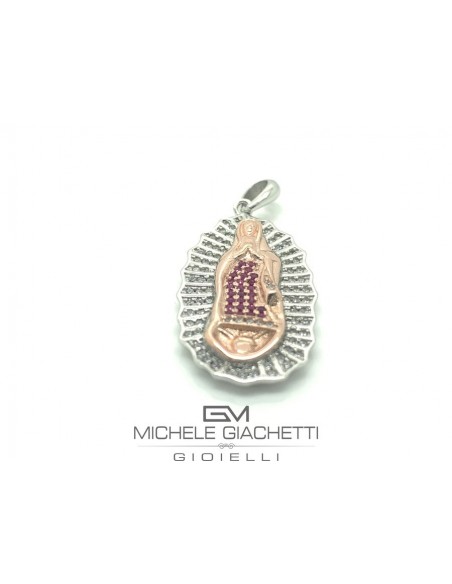 Ciondolo argento rodiato Madonna di Loreto zirconi [2ac8a54d]