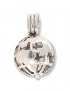 Ciondolo Argento Rodiato Mappamondo Apribile 15MM [c0832e95]