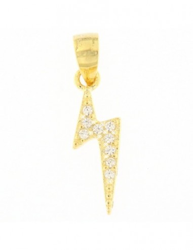 Ciondolo Argento Rodiato Dorato fulmine Con Zircon [e8bea928]