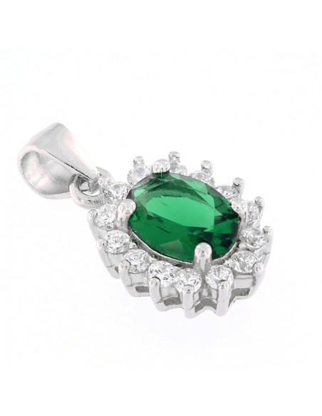 Ciondolo Argento Rodiato Principessa Zircone Verde [a9ab7f07]