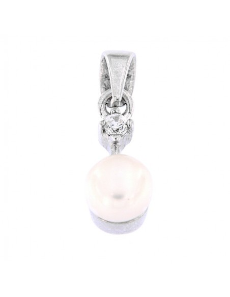 Ciondolo Argento Rodiato Perla Con Zircone Bianco [83d56c3f]