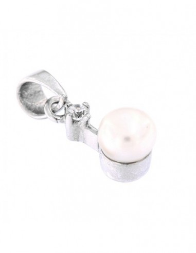 Ciondolo Argento Rodiato Perla Con Zircone Bianco [3cec7402]