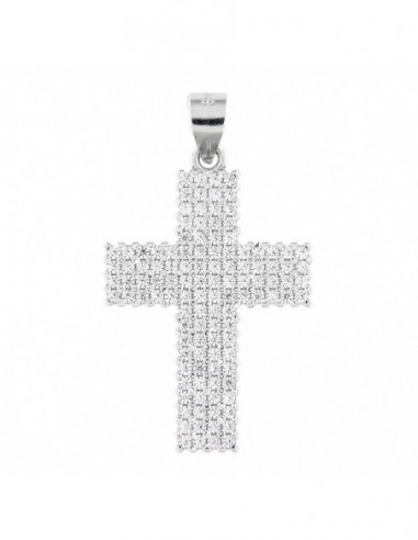Ciondolo Argento Croce Zirconi Bianchi 26MM [2a5db078]