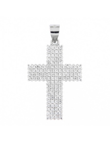 Ciondolo Argento Croce Zirconi Bianchi 26MM [2a5db078]