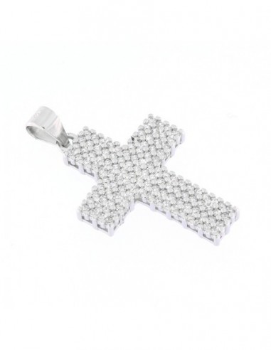 Ciondolo Argento Croce Zirconi Bianchi 26MM [5e0880d5]
