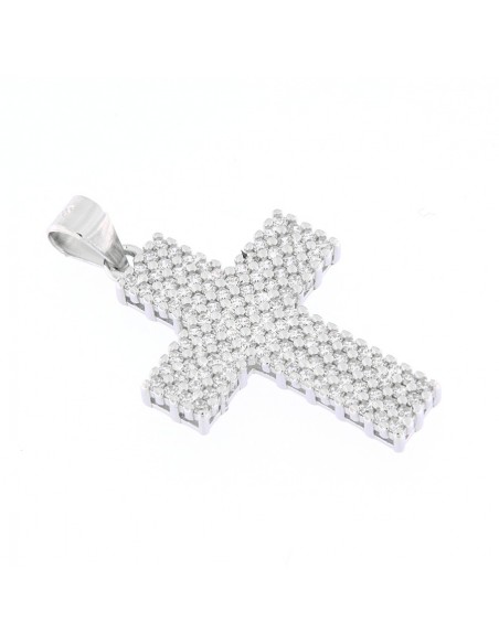 Ciondolo Argento Croce Zirconi Bianchi 26MM [5e0880d5]