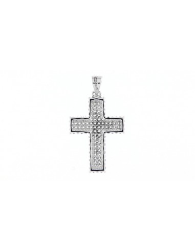 Ciondolo Argento Croce Zirconi Bianchi 26MM [e91541d1]