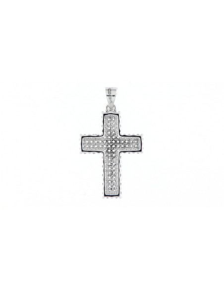 Ciondolo Argento Croce Zirconi Bianchi 26MM [e91541d1]
