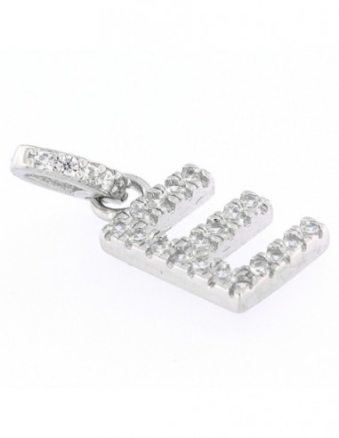 Ciondolo Argento Rodiato Lettera E Con Zirconi [c5163ad3]