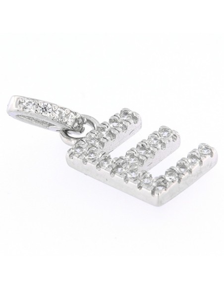 Ciondolo Argento Rodiato Lettera E Con Zirconi [c5163ad3]