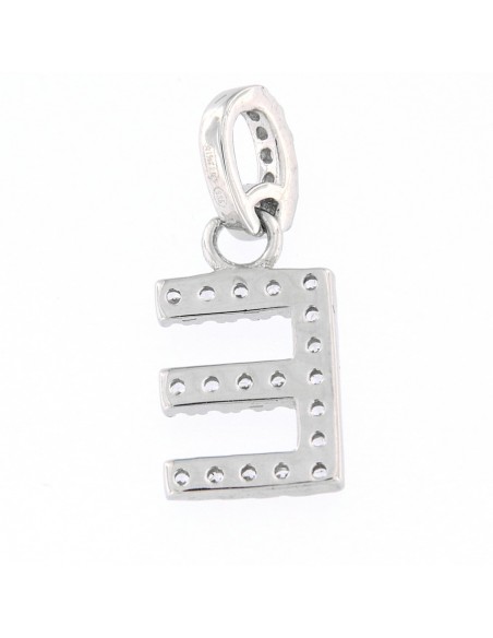 Ciondolo Argento Rodiato Lettera E Con Zirconi [720bfbd7]