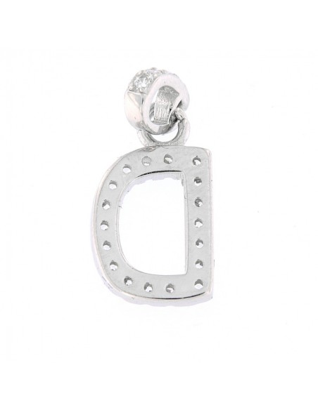 Ciodnolo Argento Rodiato Lettera D Con Zirconi [f5a723d6]