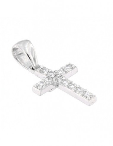 Ciondolo Argento Rodiato Croce Con Zirconi 14MM [6835f4d8]