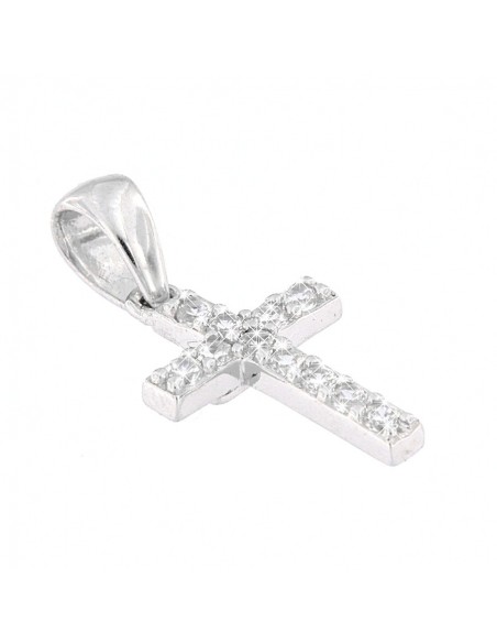 Ciondolo Argento Rodiato Croce Con Zirconi 14MM [6835f4d8]
