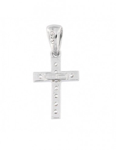 Ciondolo Argento Rodiato Croce Con Zirconi 14MM [df2835dc]
