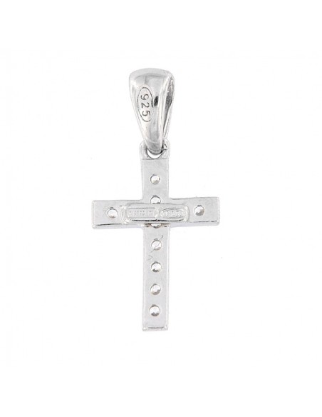 Ciondolo Argento Rodiato Croce Con Zirconi 14MM [df2835dc]